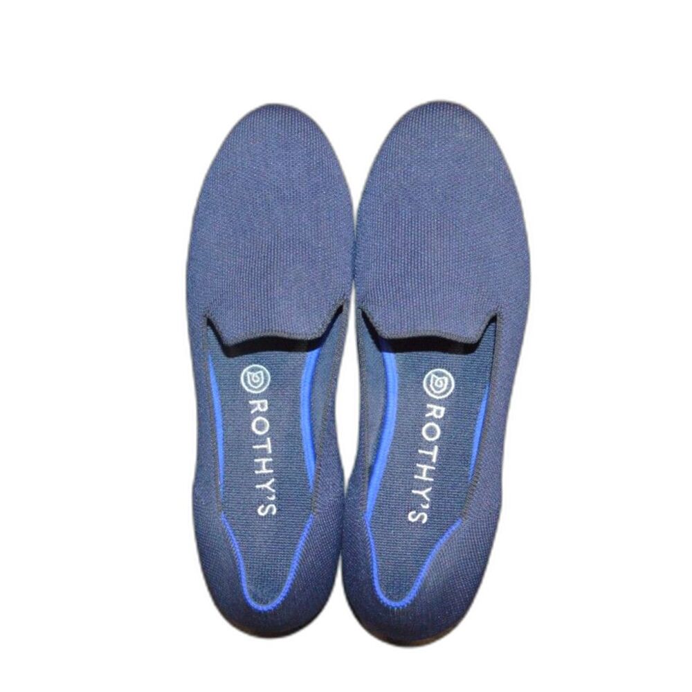 Rothy’s the Loafer Round Toe Blue knit slip on ballet flats size 10 shoes